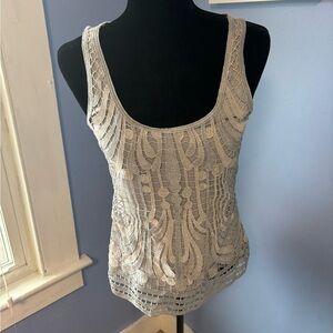 TANK TOP - Women's Express metallic silver crochet overlay tank top. Size S